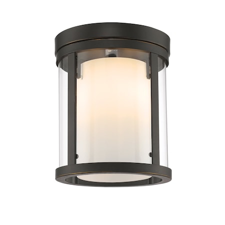 Z-Lite Willow 3 Light Flush Mount, Olde Bronze & Clear Outside with Matte Opal Inside 426F-OB